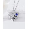 Dorunmo Cat Necklace Sterling Silver Heart Black Cat Birthstone Pendant