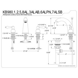 Kingston Brass KB982AL Victorian Widespread Lavatory Faucet with Pop-Up, 5-1/4-Inch, Polished Brass