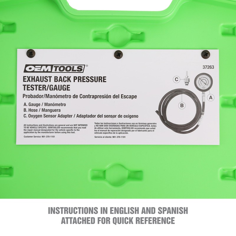 OEMTOOLS 37263 Exhaust Back Pressure Tester/Gauge Kit, Exhaust Gauge Diagnoses