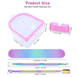 6 in 1 Nail Soaking Bowl, Soak Off Gel Polish Remover Bowl Manicure Bowl for Acrylic Nails with Cuticle Peeler Cuticle Pusher Nail Files for Salon Home Nail Art (pink)