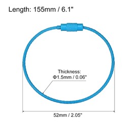 sourcing map 12Pack Cable Key Rings, 6-inch(155mm) Wire Keychain Twist Loops for Lanyards, Keychains, Luggage Tags, Dark Blue