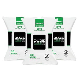Dude Wipes - 3 Pack, 90 Wipes, Infused with Energizing Pro Vitamin B5, Alcohol Free and Hypoallergenic Cleansing Wipes