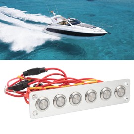 Leapiture Marine Boat Switch Panel for Car RV Yacht 12V DC System 6 Gang Push Button Switch Blue Backlit Automotive Replacement Electrical System Switches