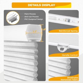 HOMEDEMO Cellular Shades Cordless Light Filtering, Honeycomb Shade Blinds, Thermal Insulated Noise Reduction for Windows Inside & Outside Mount White-Light Filtering 34" W x 36" H