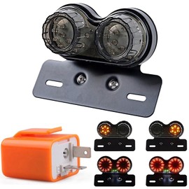 PIENSE Motorcycle Tail Lamp, Brake Lamp, Turn Signal, License Plate Light, LED, Universal Use, With Relay (Smoke/Relay)
