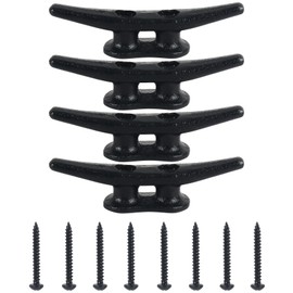 Dock Cleats 4 inch (4 Pack) Boat Dock Cleats with Screws Electrophoretic Black Coated Iron Boat Cleats Marine Grade Dock Cleats Rope Cleats for Boat, Kayak, Rope Tie Down, Deck and Décor