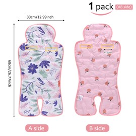 LAT Gel Car Seat Cooler Pad,1 Pack Double Sides-Universal Baby Stroller Ice Cushion Cooler Mat,Multifunctional Summer Cooling Seat Liner for Baby Dining Chair,Child Safety Seat(Pink Flower+Peach)