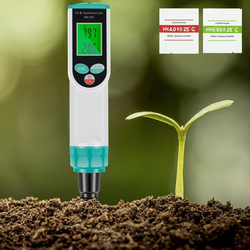 Food pH Meter Probe Digital Soil pH Tester Automatic Temperature