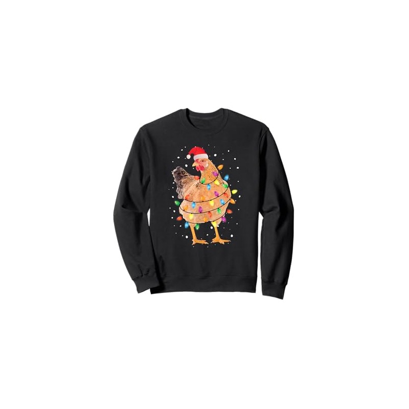 Chicken with Garland and Santa Hat - Farm Xmas Sweatshirt,