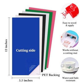 HTVRONT 5.5"x12" Smart Permanent Vinyl for Cricut Joy Machine-30 Sheets Permanent Vinyl Bundle & 5 Sheets Transfer Tape for Vinyl Permanent, Assorted Colors Adhesive Vinyl Sheets (Matte Vinyl)