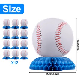 BOXOB 12pcs Baseball Centerpieces For Tables, Baseball Party Honeycomb Decoration Sports Themed Birthday Gameday Decors for Parties Table Toppers & Party Favors
