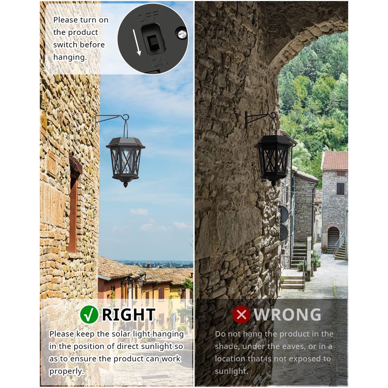 Solar Lanterns Outdoor Waterproof, Hanging Solar Lights with Glass Shade