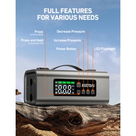 AstroAI Portable Car Battery Jump Starter with Air Compressor 2500A 150PSI 30W Quick Charger, 14800mAh Jump Box (7.5L Gas & 5.0L Diesel) 12V Jump Box with Booster, LED Light, Jumper Cables