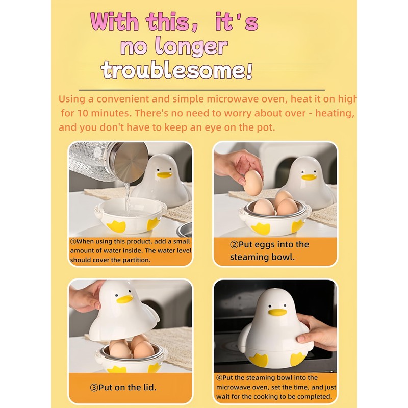 Microwave Egg Cooker Egg Shape，Hard Boiled Egg Poacher 4 Eggs