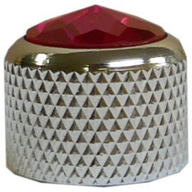 Q-Parts Dome Guitar Knob, Chrome with Pink Crystal Inlay