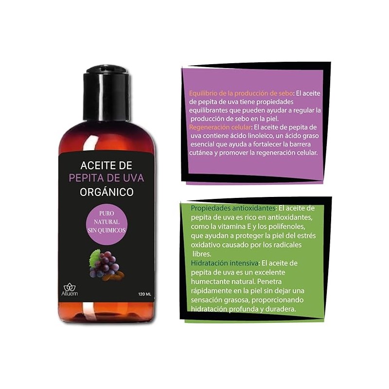 Alluem Aceite Para Masajes De Pepita De Uva 100% Puro