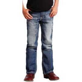 Rock & Roll Denim - Boy's Regular Fit BB Gun Bootcut Western Jeans - Medium Vintage Wash, Size 18