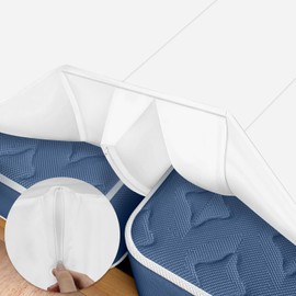Spongiduits 3-in-1 Split King Bed Bridge with Removable Washable Cover, Twin XL to King Converter Kit for Adjustable Beds, 8 Inch Mattress Gap Filler with Fitted Sheet, No-Slip Bed Connector, White
