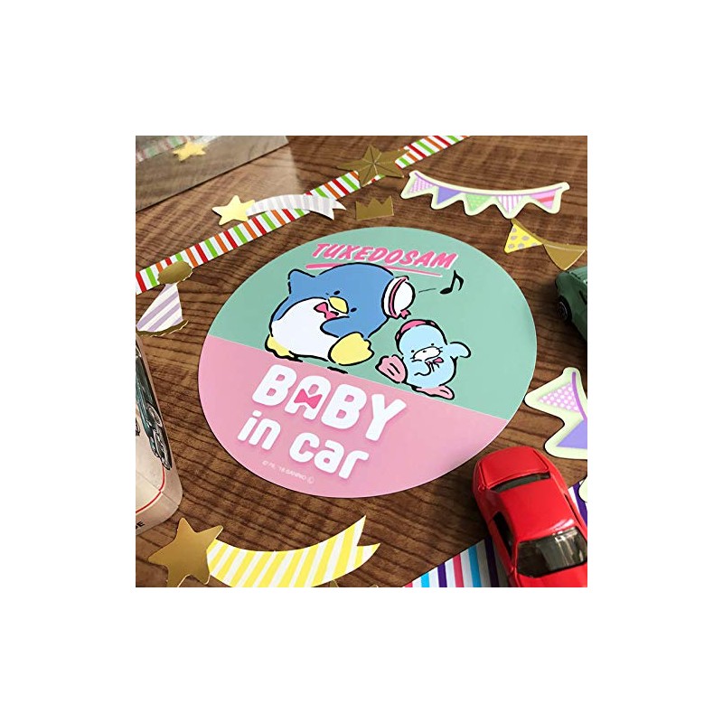 Tuxedo Thumb Magnetic Sticker Standard Design BABY IN CAR, Round
