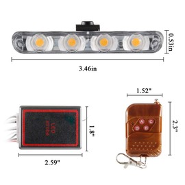 KaiDengZhe 4x4 LED 4 in 1 Surface Mount Grill Light DC12V Wireless Remote Emergency Flashing Beacon Lamp Ambulance Police Light Strobe Warning External Light For Truck Trailer Caravan Van (Amber)