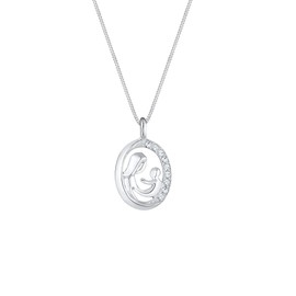 Elli Necklace 925 Silver Mother Child Pendant Women's Chain Crystal Jewellery Gifts for Women Girls Mum Girlfriend Mother's Day Birth Silver Chain Length 45 cm, Sterling Silver, Crystal