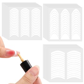 24 Sheets 912 PCS French Manicure Strips, Self Adhesive French Tip Nail Guides V-Shaped Moon Shaped Manicure Stickers for Women Girls Manicure Decoration DIY Tools Stickers (3 Shapes)