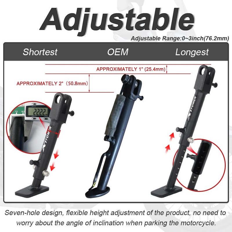 Xitomer 3'' Adjustable Kickstand Sidestand Fit for Versys-X 300 2017-2025,