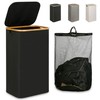 IEGrow Laundry Hamper with Lid, 110L Laundry Basket with Bag,Black