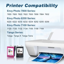MYTONER 64xl Ink Cartridge Combo Pack Remanufactured Ink Cartridge Replacement for HP Ink 64 HP 64 Ink for Envy Photo 7855 7858 7100 7155 7120 6252 7800 7158 Tango Series Printer(2 Pack)
