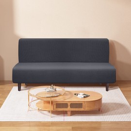 Granbest Water Repellent Futon Cover High Stretch Armless Sofa Covers Foldable Sofa Bed Covers Jacquard Futon Slipcover Waterproof Furniture Protector for Kids, Pets (Futon, Gray)