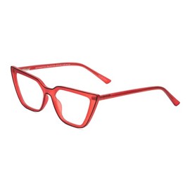 Calabria Gotham City Flex 84 Triangular Cat Eye Reading Glasses +0.00 Smoke Red Matte Black Women
