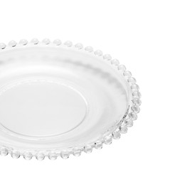 WOLFF - Set of 4 Pearl Beaded Crystal Dessert Plates - Salad, Appetizer or Starter Plate, Dinner Accessories, Decorative Dish, Crystal Kitchen Accessories - Luxury Glasswear - Clear 8"