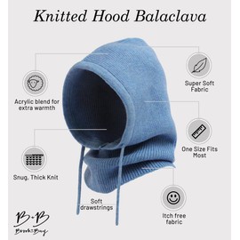 Brook + Bay Knitted Hooded Scarf w/drawstrings - Knit Balaclava Hood Scarf for Women Winter - Stylish Hooded Hat, Neck Warmer