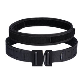 IDOGEAR Cintura tattica MOLLE da 5,08 cm con 4,45 cm di moschettone interno Cintura con fibbia a sgancio rapido Stile tagliato al laser, nero, S