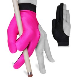 Billiard Pool Cue Glove by Fortuna - Classic Two-Colored - for Left Hand - Pink/Black (Small)