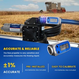 Flow Meter 3/4 Inches, Digital Turbine Fuel Flowmeter 2.5-31 GPM Aluminum Alloy Engineered, Industrial Grade Fuel Transfer Meter for Water, Diesel, Gas Oil, Gasoline, Supports Gallon, QTS, PTS, L, m³