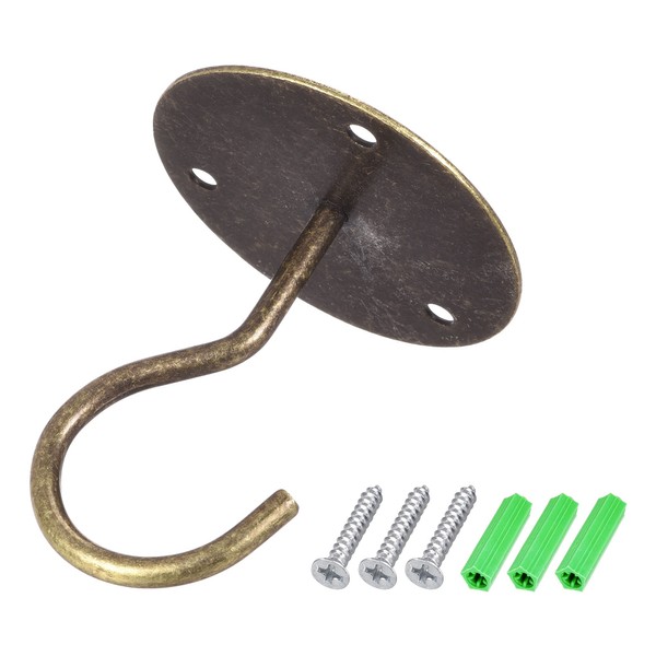 sourcing map Ceiling Hooks Wall Mounted 65mm Round Plate Iron