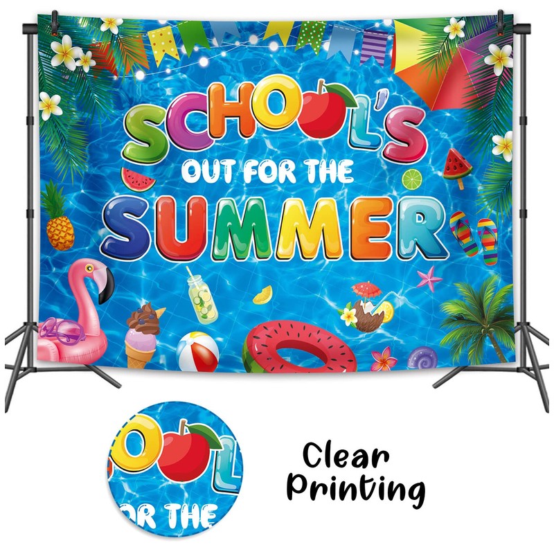 HEARKEN 7x5ft School's Out for The Summer Pool Party Backdrop