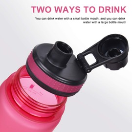 Greenf Water Bottle with Time Marker, 32oz Water Bottle with Spout Lid, Frosted Water Bottle for Outdoor Sports, Red