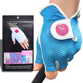 Caddy Classic Ladies Golf Glove Women | Half Finger Mesh Design for High Breathability | Premium Leather Construction for Comfortable Fit | Includes Stylish Magnetic Ball Marker