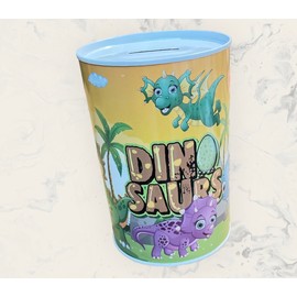 BLUECHOLON Original Money Box for Children, Children's Money Box Tin, Large XXL (15 x 10, Flying Dino)