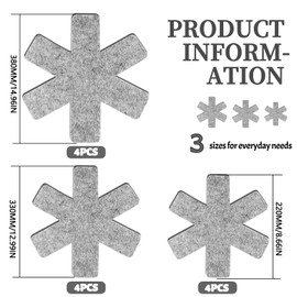 Pack of 12 Pan Protectors, Pan Protectors, Pot Protectors, Felt Pan Protectors, Stacking Protection, 3 Different Sizes, Pan Protectors to Protect Against Scratches (12 Pieces 38-33-22 cm)
