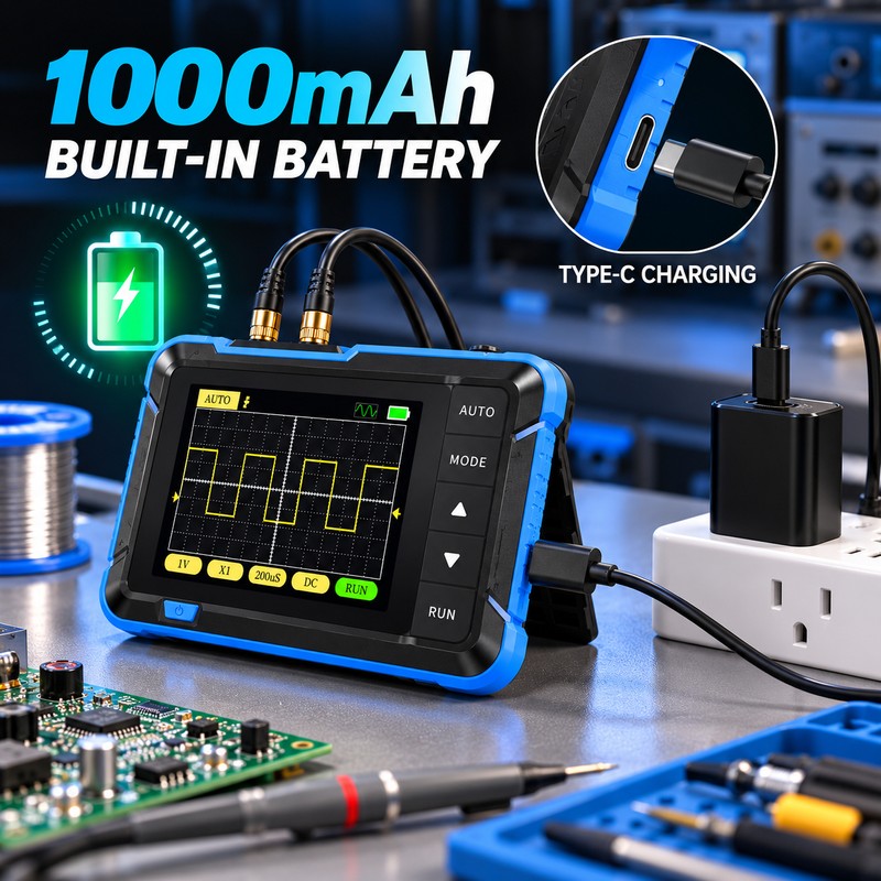 Mini Handheld Digital Oscilloscope for Electronics Testing – 2.8-Inch Display