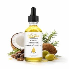 Suero orgánico natural para el crecimiento del cabello 8 en 1 y aceite fortalecedor: aceite de romero, aceite de ricino, aceite de jojoba, coco y aceite de semilla de uva para puntas abiertas.
