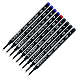 Schmidt 888 M Safety Ceramic Rollerball Refill - Black(4), Blue(4), Red(1) Ink (Medium Tip 0.7mm) - Pack of 9