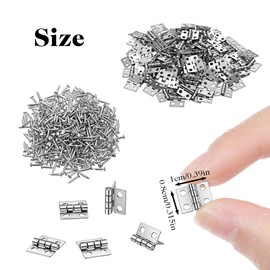 100 Pcs Mini Hinges 10x8mm Small Hinges for Crafts with 400 Screws 180 Degree Tiny Metal Hinge Hardware Miniature Furniture Wooden Box Jewelry Chest Box Dollhouse Cabinet DIY Accessories