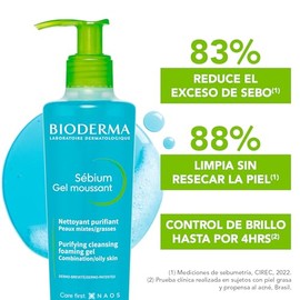 BIODERMA, Sébium Gel Moussant Pump, Limpiador Facial Menos Imperfecciones, Skincare Piel Grasa, 200ML                                                 