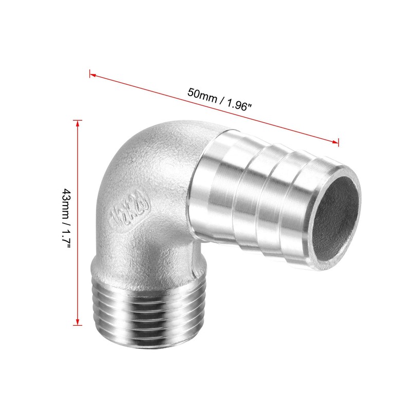sourcing map 304 Stainless Steel Hose Barb Fitting Elbow, 20mm