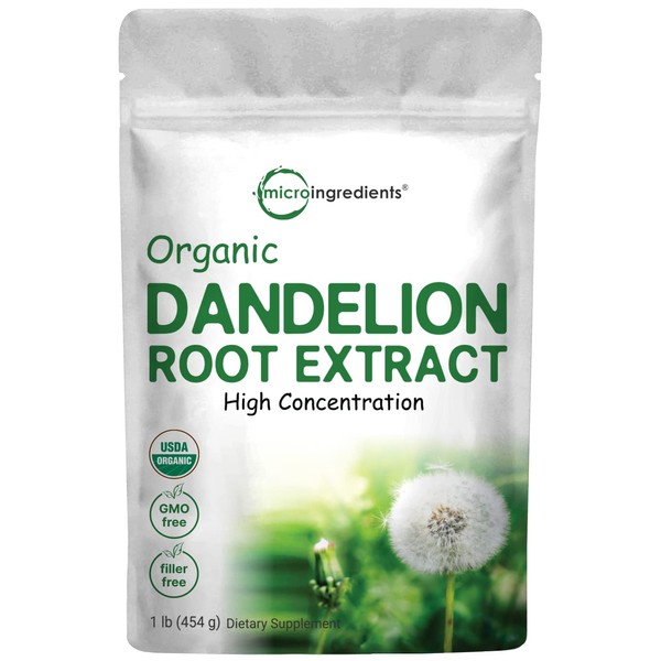 Micro Ingredients Sustainably US Grown, Organic Dandelion Root Tea Powder, Pure Dandelion Supplement, 1 Pound (16 Ounce, 1 Year Supply)