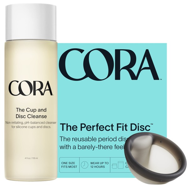 Cora Disc + Cleanser Gift | Reusable Period Disc | Wear Up to 12-Hours | Sustainable Alternative to Tampons/Pads | for Light or Heavy Flows | Leak Proof | Medical Grade Silicone